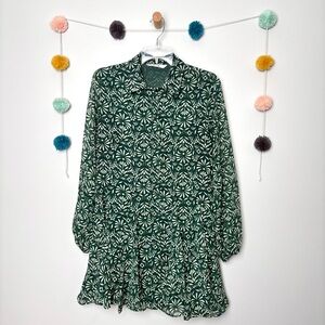 🌟Zara Deep Green Patterned Midi Dress